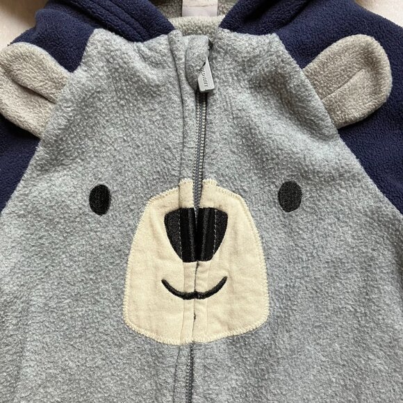 Old Navy Bear Grey Blue Fleece Bunting 18-24M Toddler Winter Wear - Picture 7 of 16